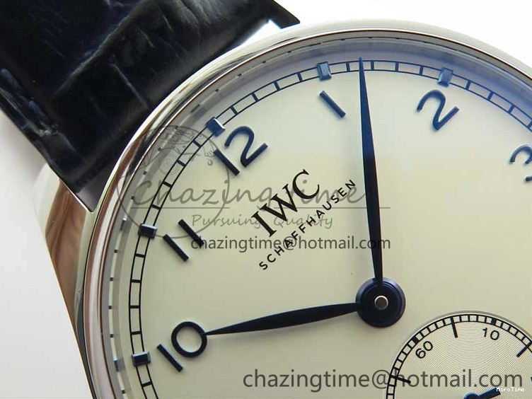 MIROTIME 0409 Packable Portuguese IW358304 ZF 1:1 Best Edition SS White Dial Blue Markers on Leather Strap A 7079